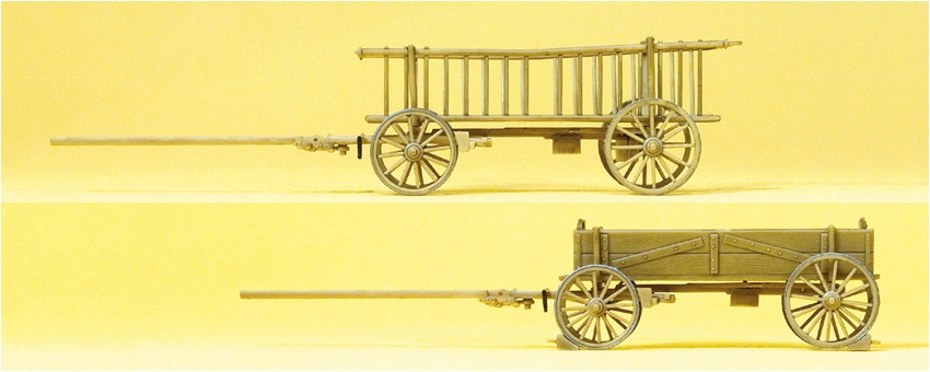 Preiser 30413 Abgestellter Leiter- und Kastenwagen