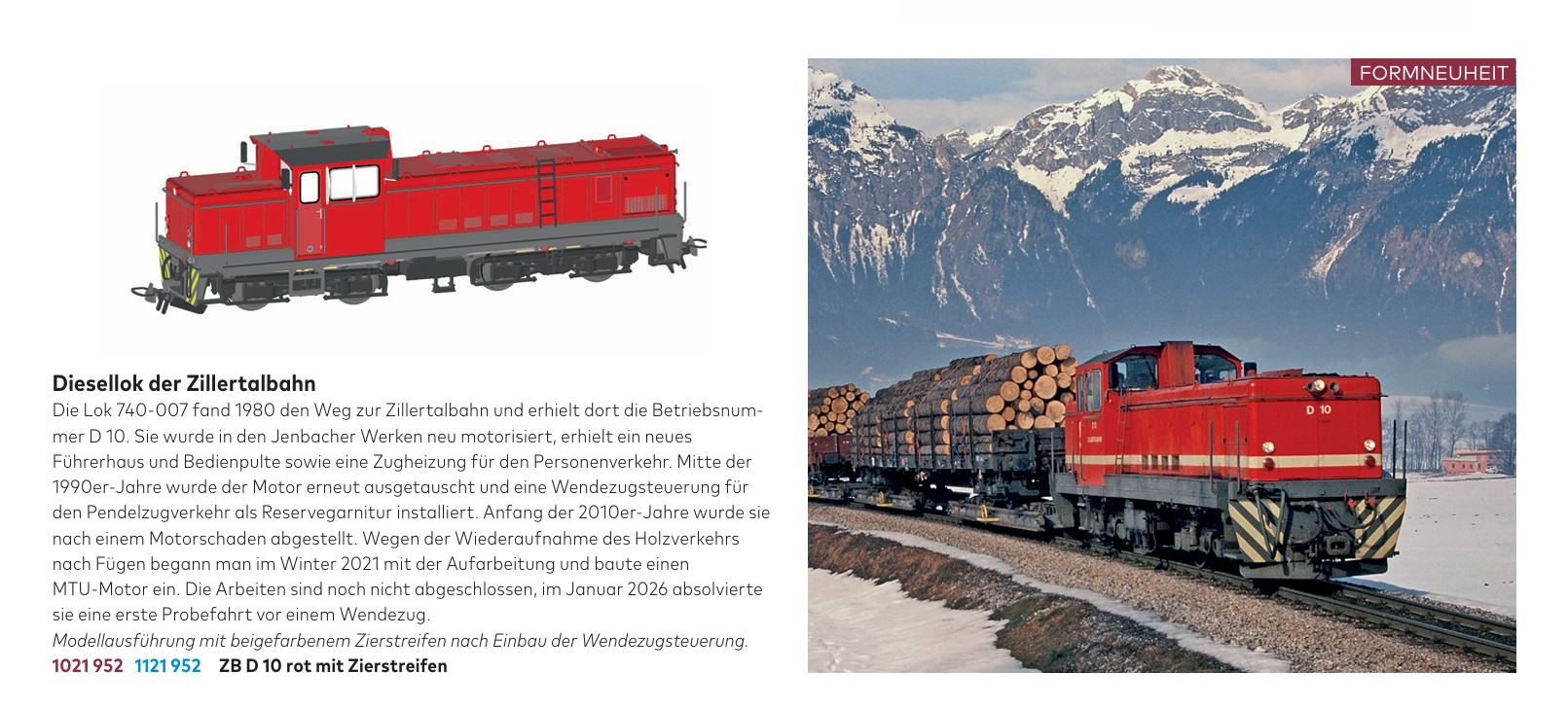 Bemo 1021952 ZB D 10 Diesellok rot Spur H0e