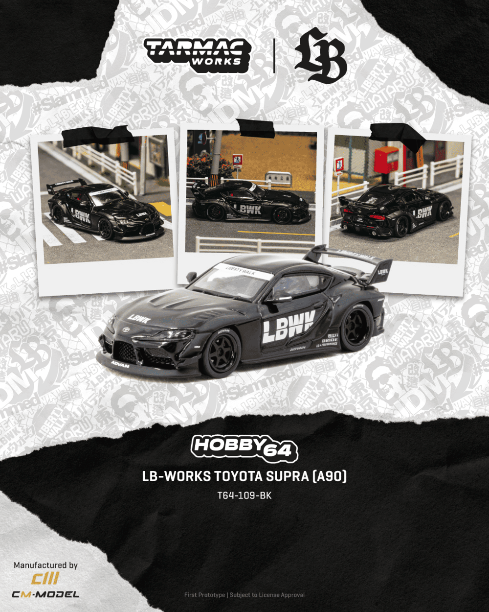 Tarmac Works T64-109-BK 1:64 TOYOTA SUPRA (A90) LB-WORKS BLACK 2025
