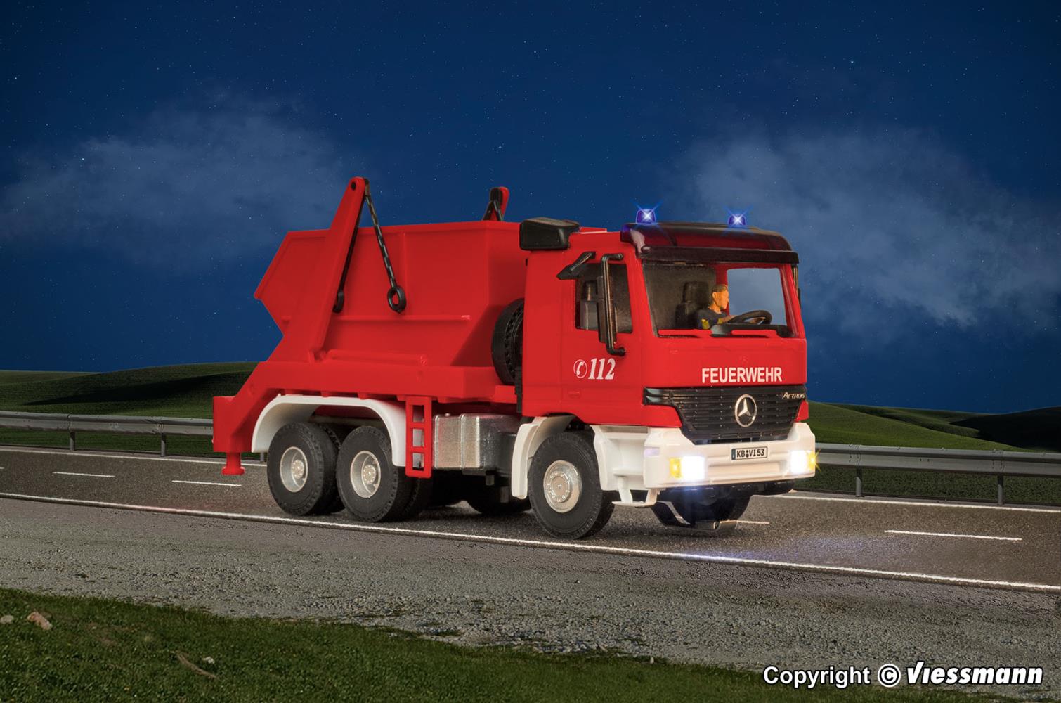 Viessmann 8053 Feuerwehr MB ACTROS 3-achs Absetzkipper Spur H0