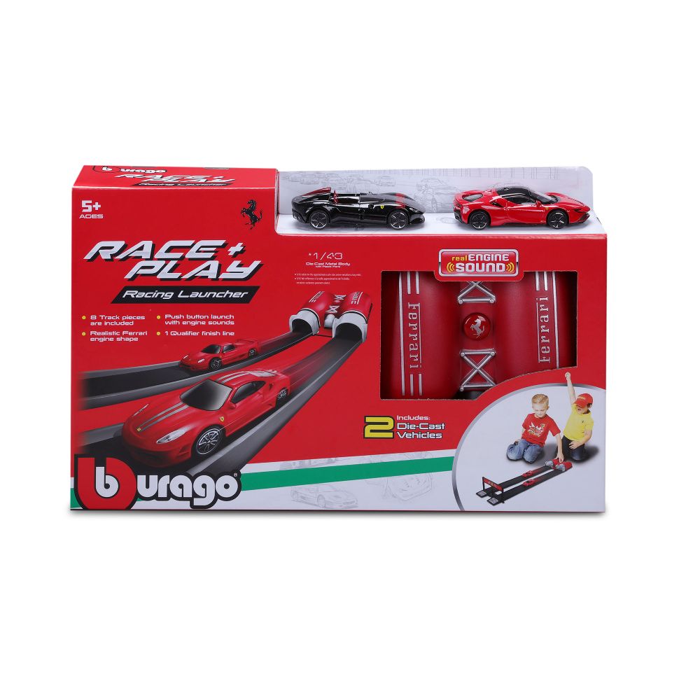 Bburago 18-31205 Ferrari Launcher-Set, inkl. 2 Autos, WB NEU OVP