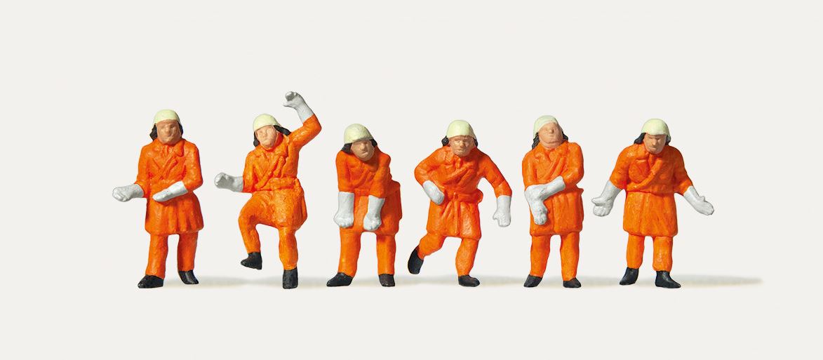 Merten 0212579 Feuerwehrleute, Einsatzkleidung orange - Spur H0 - Neu