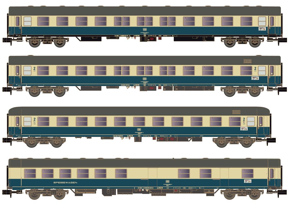 Hobbytrain H22206 4er Set Personenwagen DB Turnus Ferienzug Set 1 Spur N