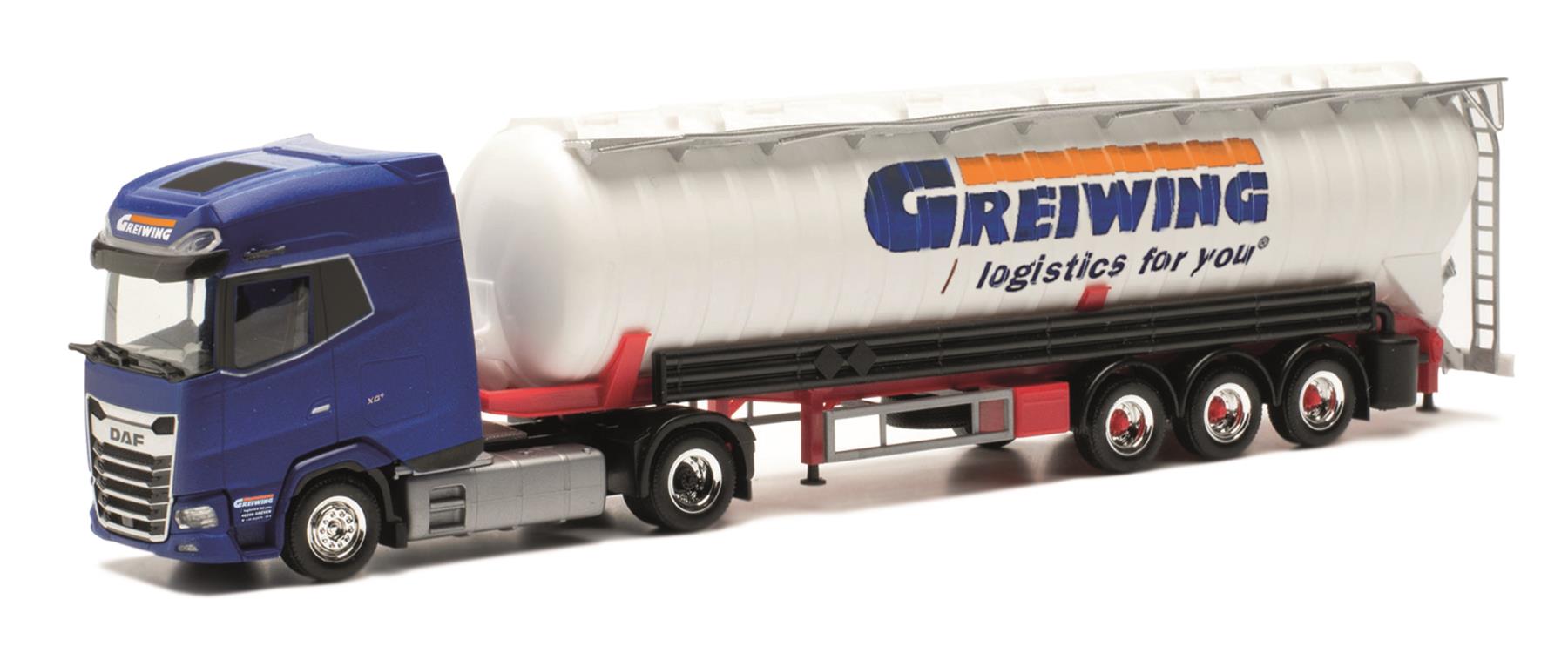 Herpa 954709 DAF XG+ Saugsilo-Sattelzug Greiwing 1:87 Spur H0