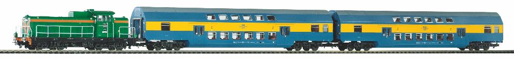 Piko 97934 Start-Set Bettung SM42 Doppelstockwgn PKP Spur H0