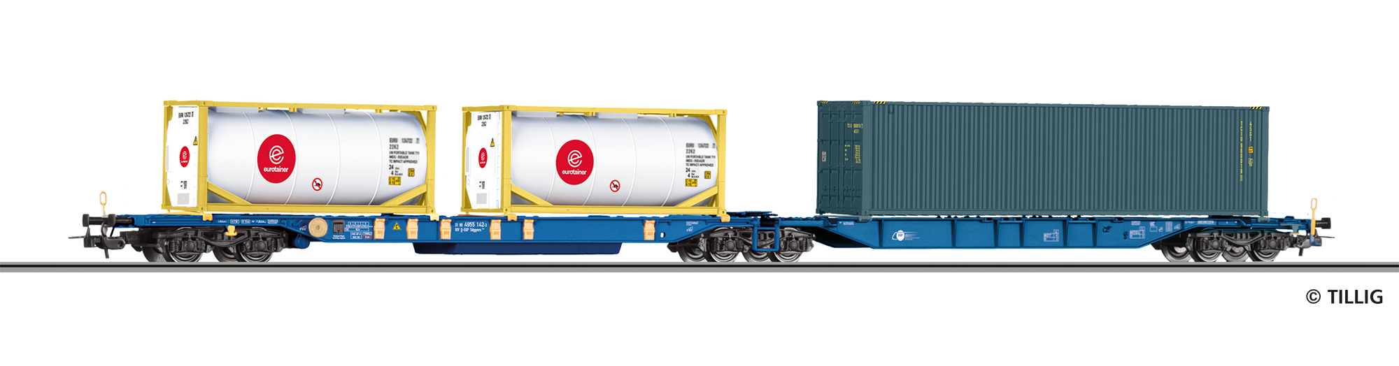 Tillig 77082 Doppeltragwagen Sdggmrs 744 der Eisenbahn Gesellschaft Potsd
