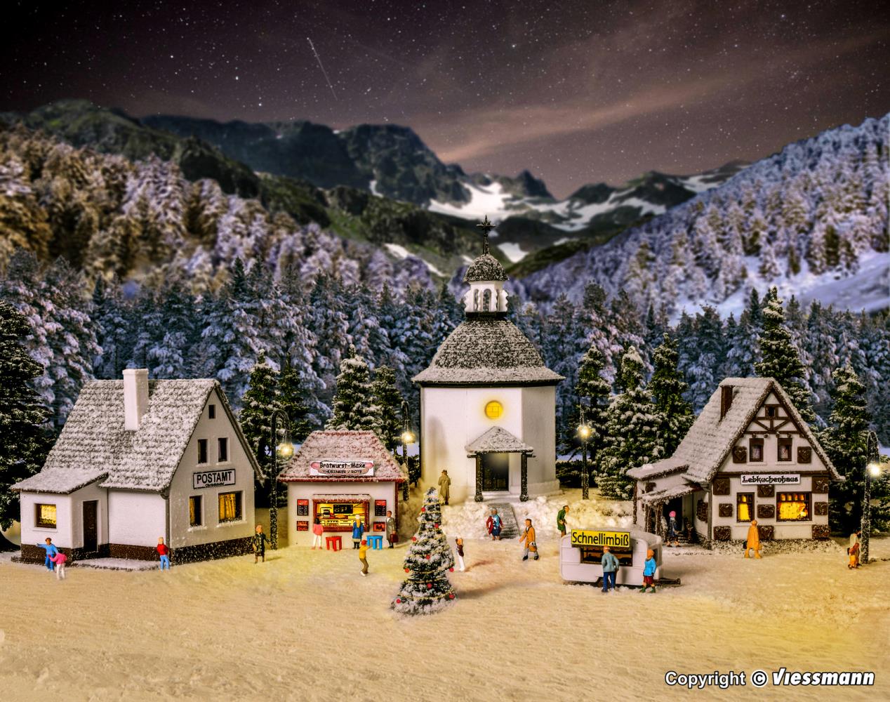 Vollmer 47613 Weihnachtsdorf mit LED-Beleuchtung 1:160 Spur N Neu