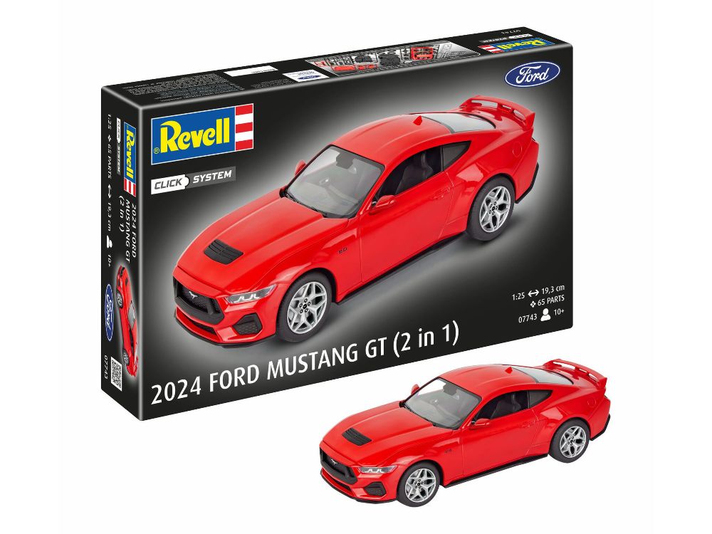 Revell 07743 2024 Ford Mustang GT (2 in 1) (Click System) 1:25 NEU
