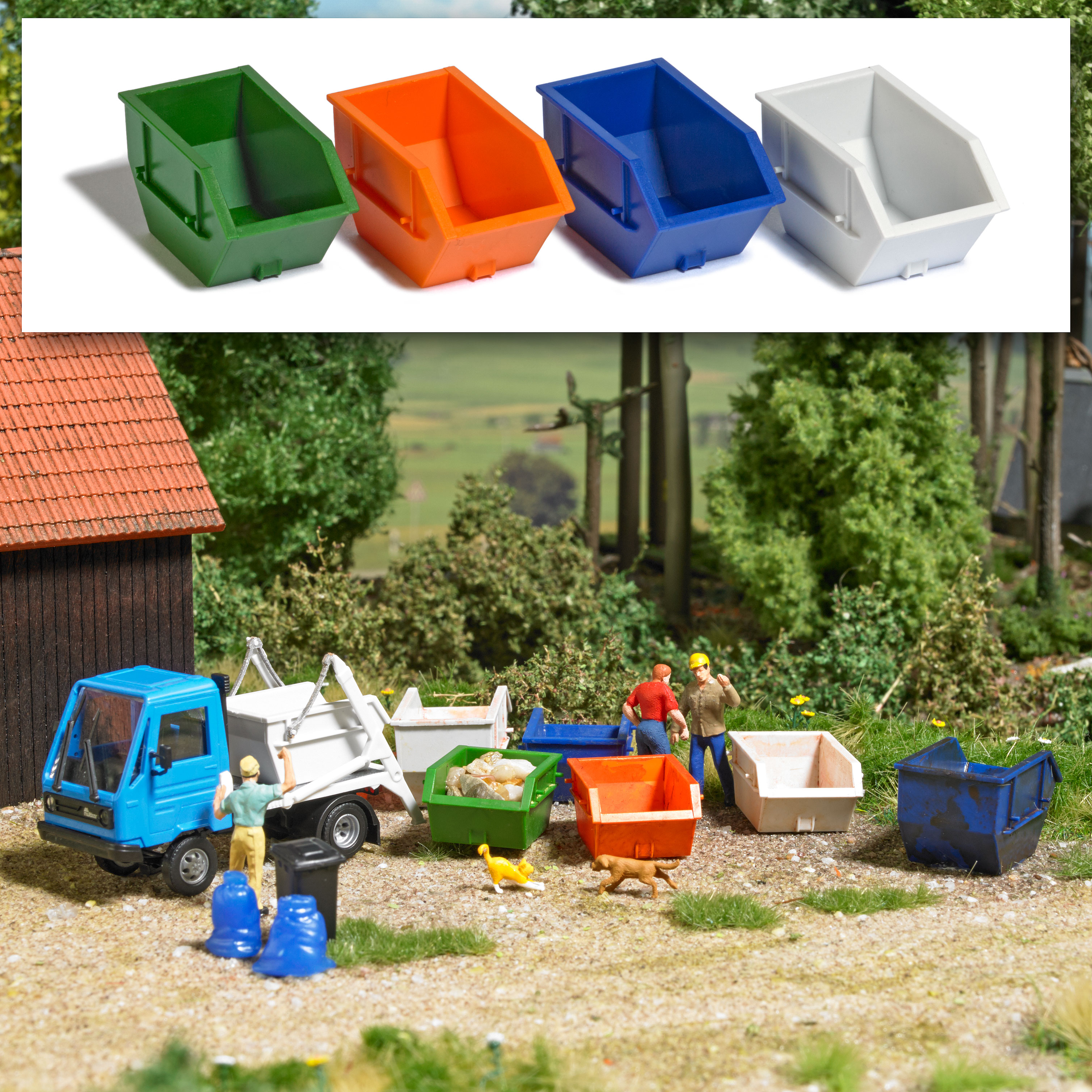 Busch 7753 Mini-Set 4 Absetzcontainer 2,5 m³ 1:87 Spur H0 Neu