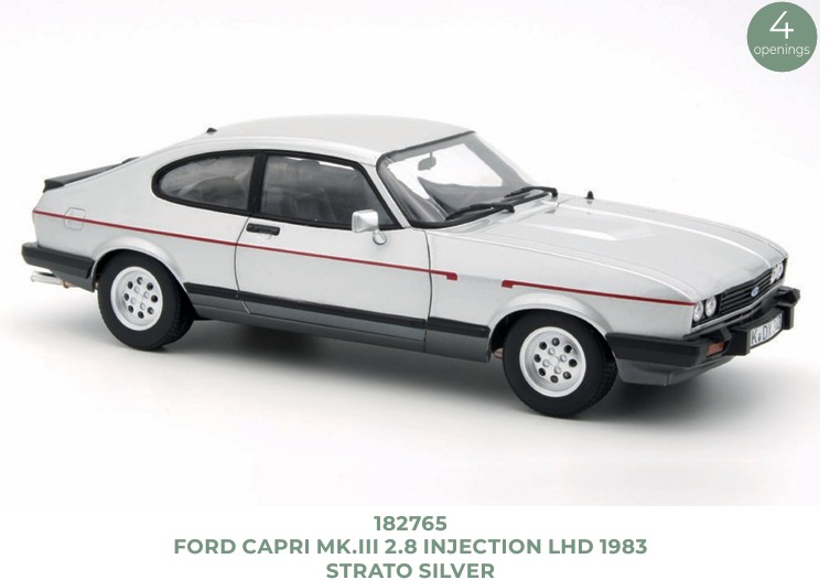 Norev 182765 Ford Capri Mk.III 2.8 Injection LHD 1983 Strato Silver 1:18
