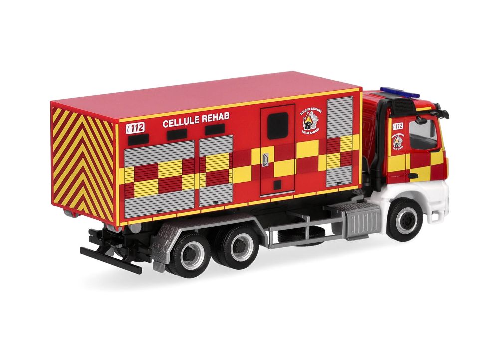 Herpa 099233 MB Arocs M WeLa 3achs "Pompiers Cellule Rehab" 1:87