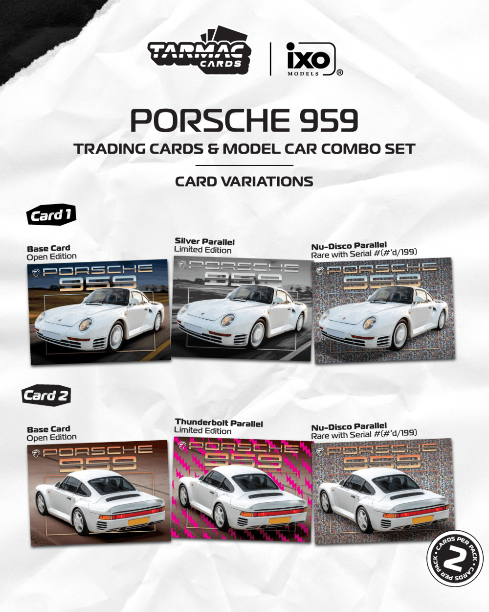 Tarmac Works T64G-068-WH 1:64 PORSCHE 959 WHITE 1989 With trading Card combo set