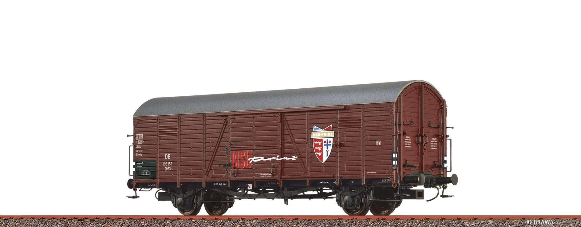 Brawa 50482 Gedeckter Güterwagen Glt23 NSU Prinz DB Spur H0