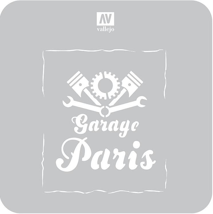 Vallejo ST-LET001 Schablone, historische Garagen-Schilder 1:35