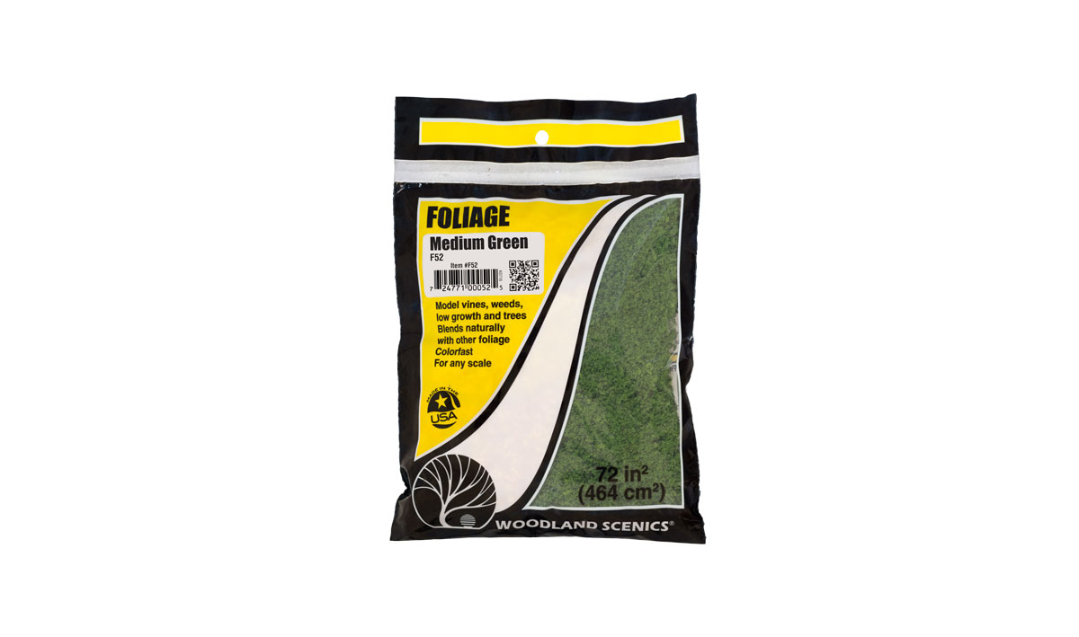Woodland Scenics F52 Belaubung mittelgrün 72 in2 (464 cm2) Neu OVP