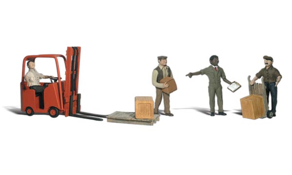 Woodland Scenics A2744 Arbeiter mit Gabelstapler 1:45 Spur 0 Neu OVP Figuren