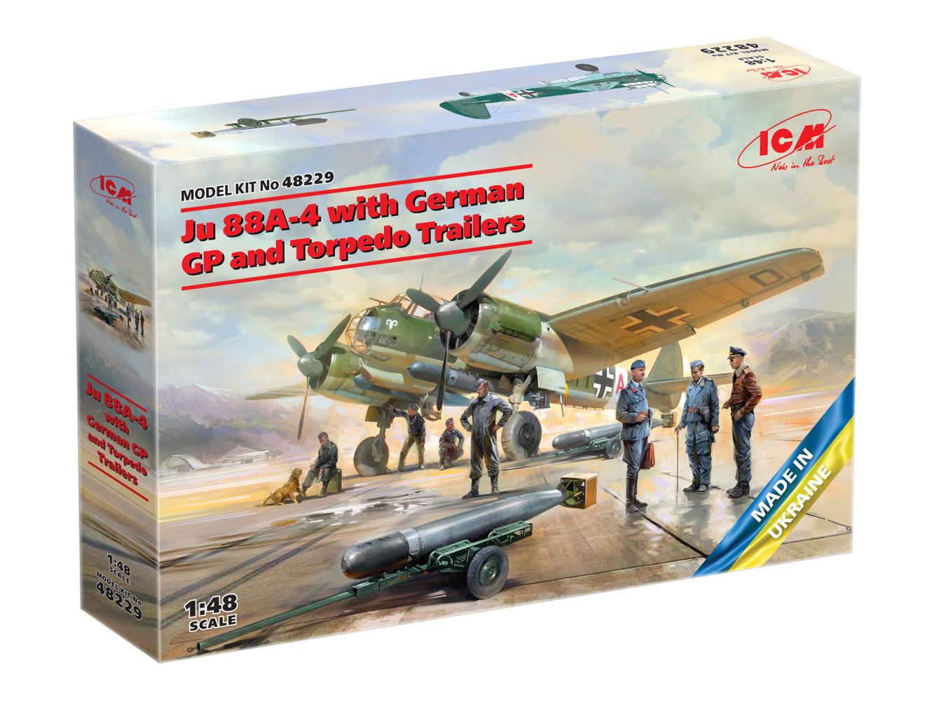 ICM 48229 Ju 88A-4 + Germ Ground Perso + Torpedo Trailers 1:48