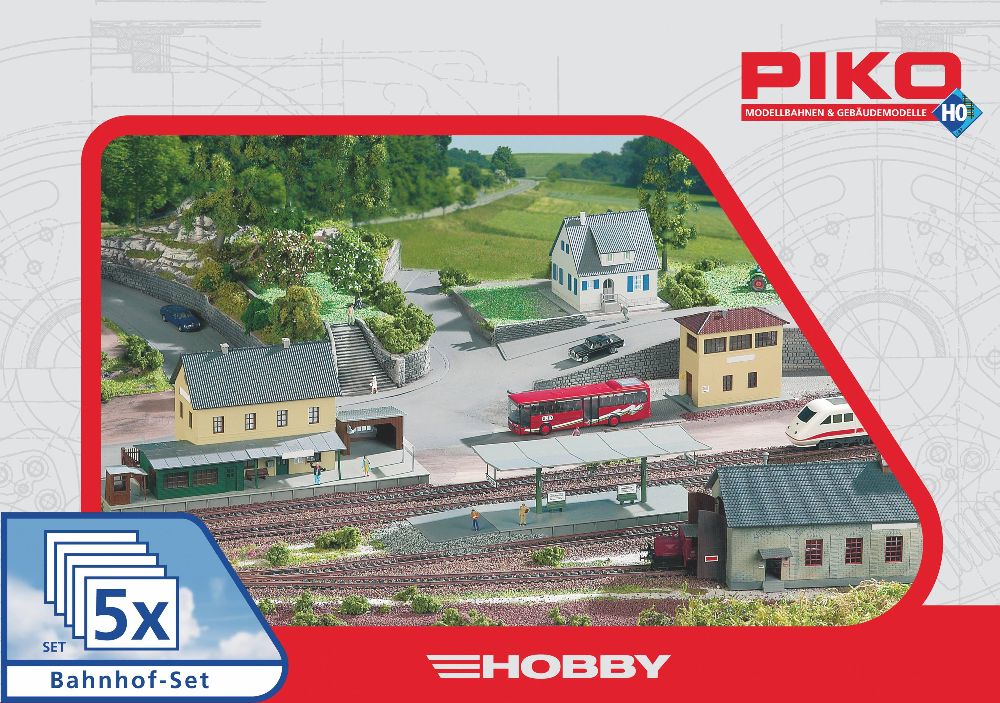 Piko 61923 Gebäude Set "Bahnhof" 5 teilig 1:87 Spur H0 Bausatz