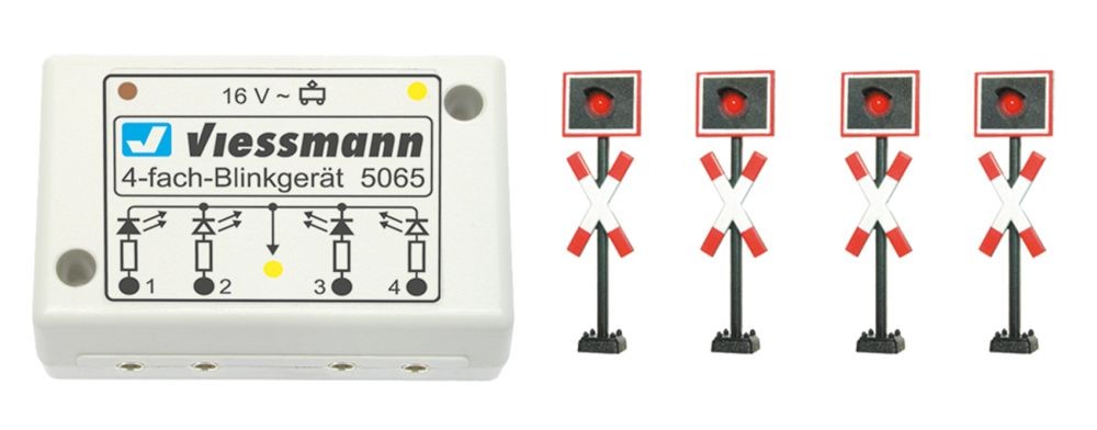 Viessmann 5800 N Andreaskreuze, 4 Stück mit Blinkelektronik