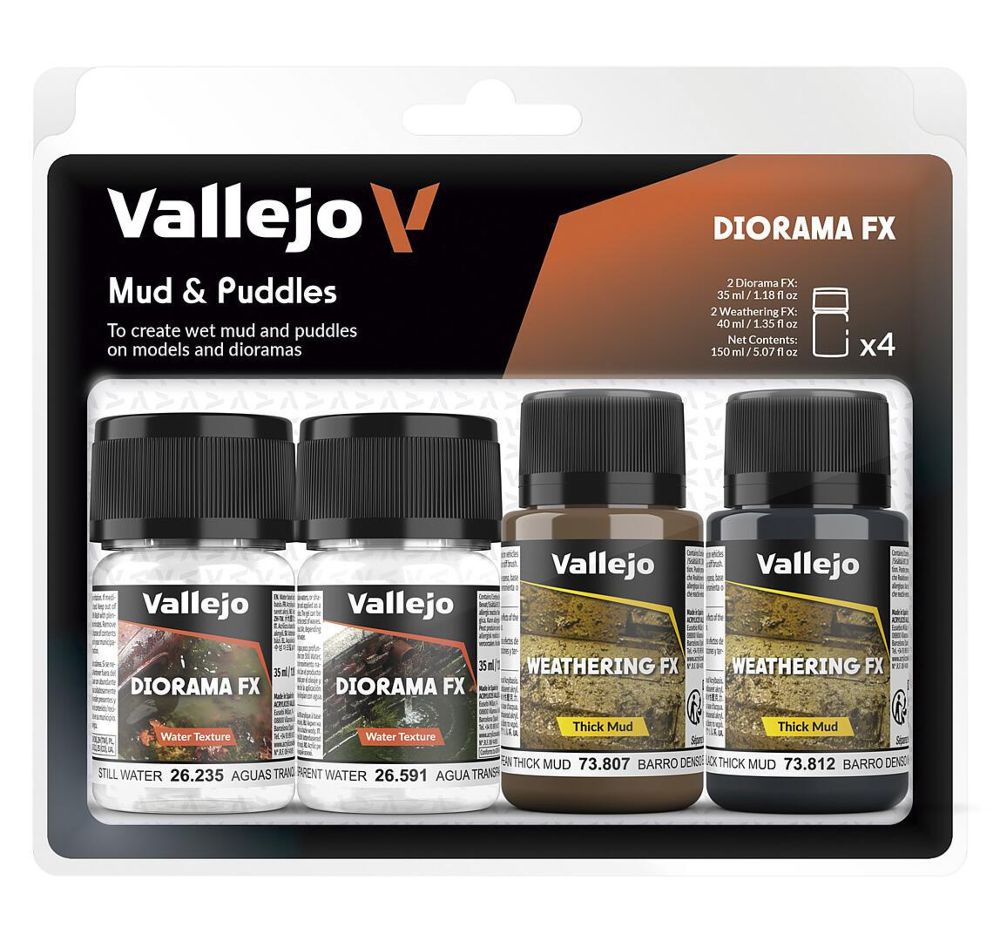 Vallejo 73189 Effekt-Set Schlamm und Pfützen 4 x 35 ml NEU OVP