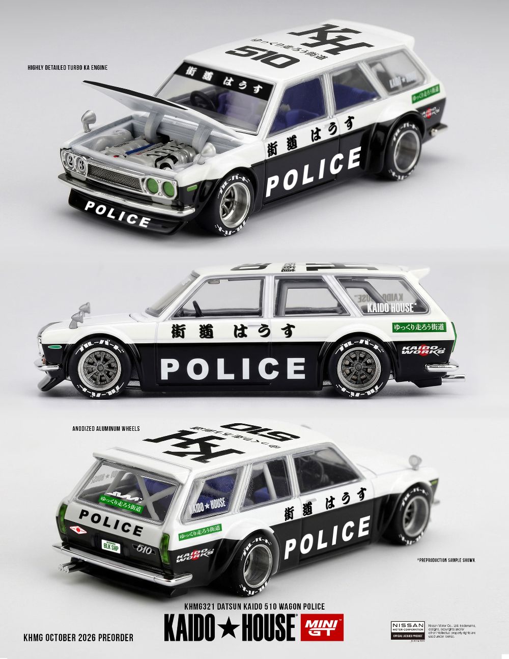 Kaido House 321 1:64 DATSUN 510 DATSUN KAIDO 510 WAGON POLICE 1969