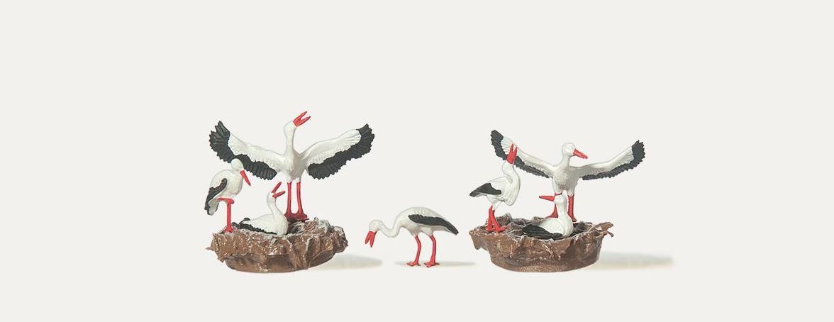 Merten 0210764 Störche mit Nest auf Wagenrad 1:87 Spur H0 Neu OVP