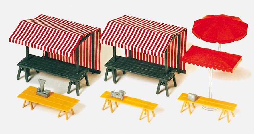 Preiser 17500 Marktstände + Marktschirme