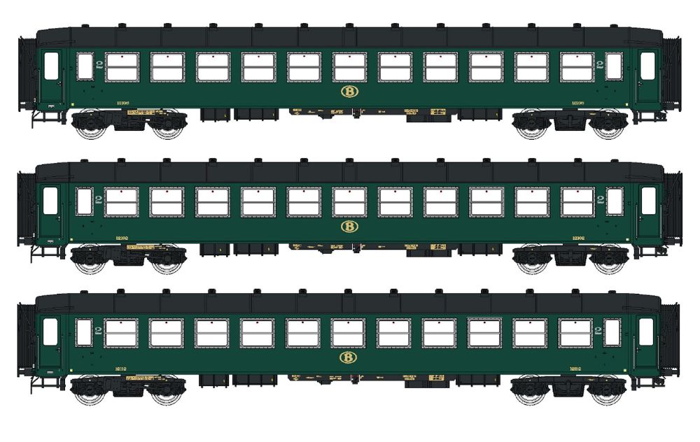 LS Models 42102 3er Set Personenwgn I2 B+B+B SNCB Ep.IIIc Spur H0