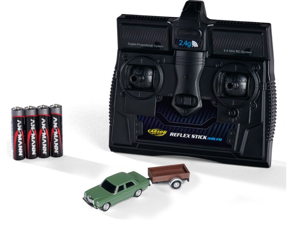 Carson 500504169 1:87 M-B 200/8 grün inkl.Anhäng.100% RTR