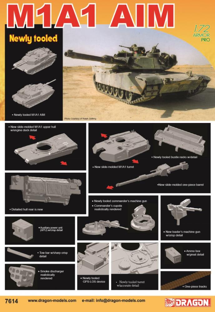 Dragon 7614 M1A1 Abrams AIM 1:72 Plastikmodellbausatz Neu OVP