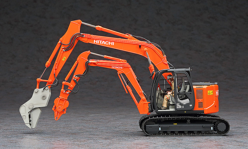 Hasegawa SP361 Hitachi Doppelarm-Bagger mit Brecher/Schneider 1:35