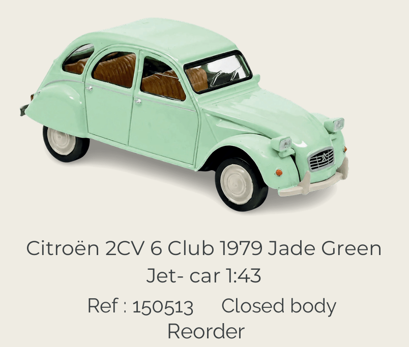 Norev 150513 Citroën 2CV 6 Club 1979 Jade Green Jet-car 1:43