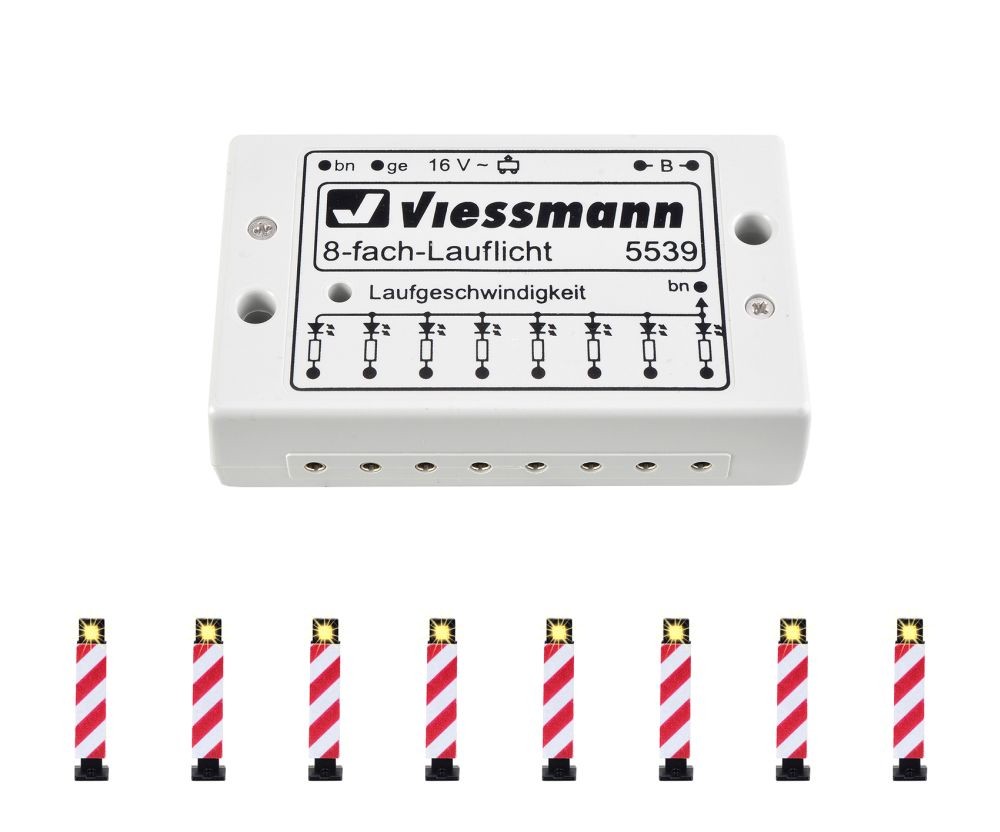 Viessmann 5040 H0 Warnbaken, 8 Stück mit Lauflichtelektronik