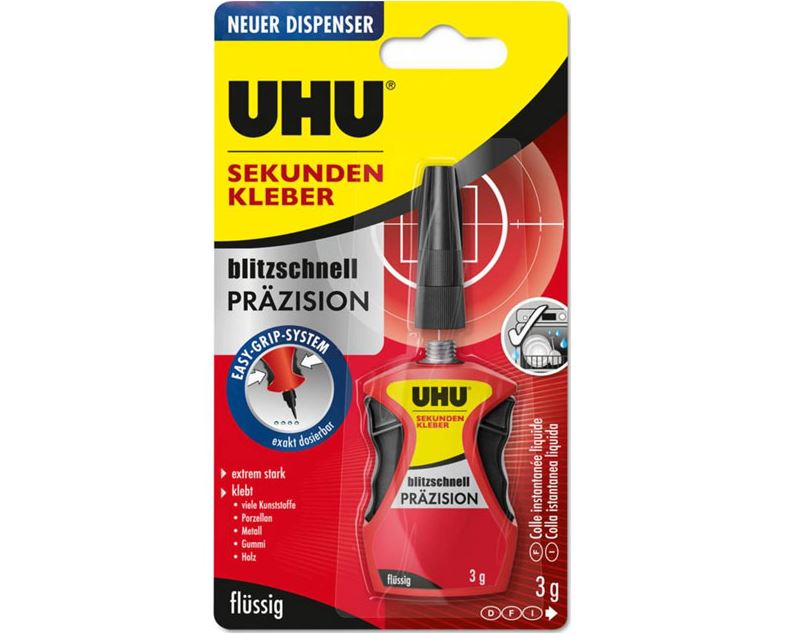 UHU 34340 Sekundenkleber blitzschnell PRÄZISION flüssig 3 g