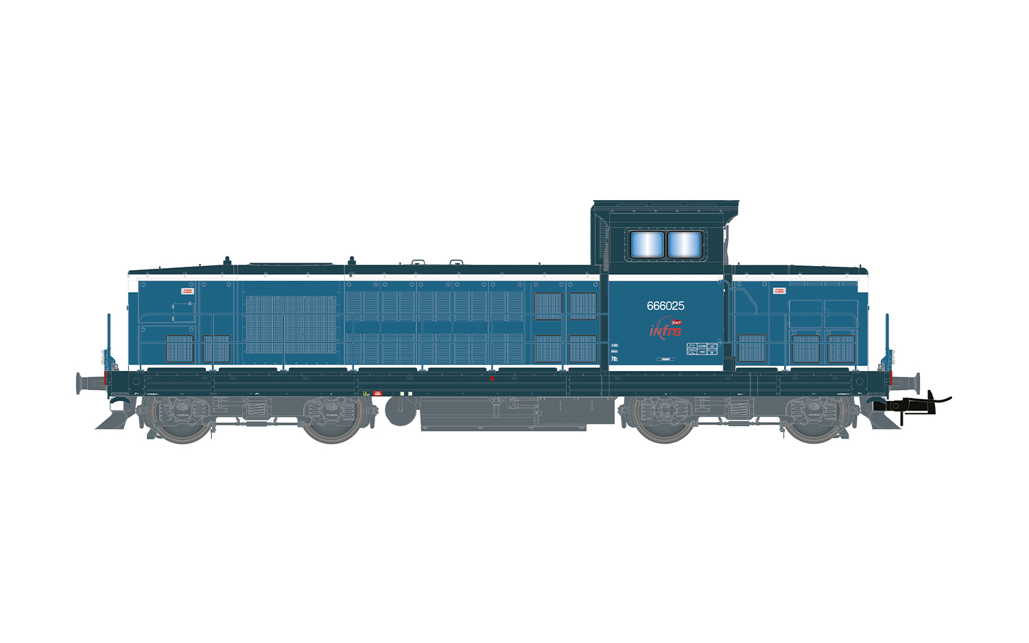 Jouef HJ2475S SNCF Infra, Diesellokomotive BB 666025, weiß-blaue Farbgebun