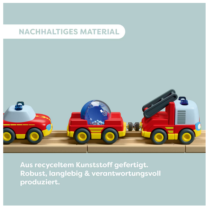 HABA 2013816001 Cars Feuerwehr-Spielset 2 Autos Hänger Wasser-Kugel