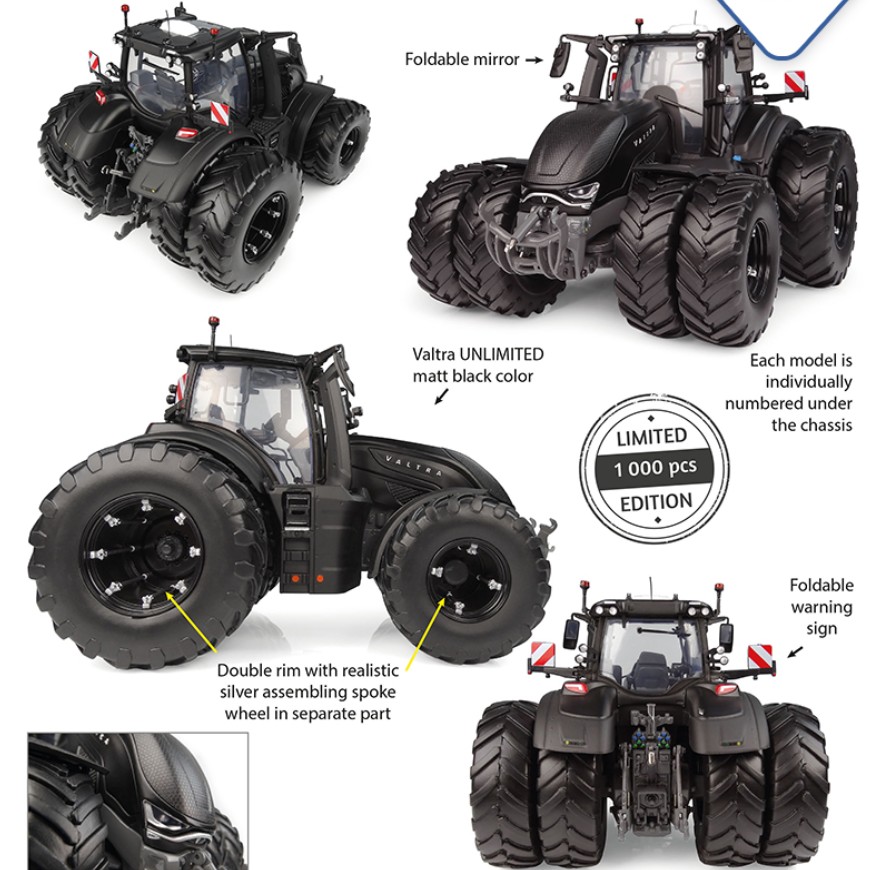 Universal Hobbies UH6819 Valtra S416 UNLIMITED double wheels matt black 1:32