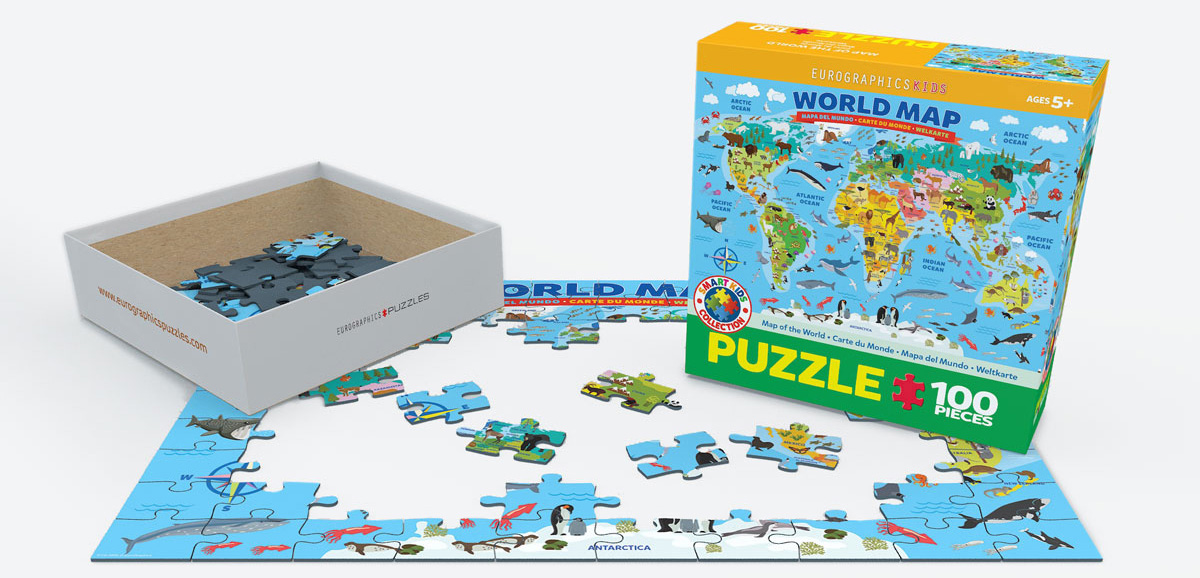 EUROGRAPHICS 6100-5554 Weltkarte illustriert 100 Teile Puzzle