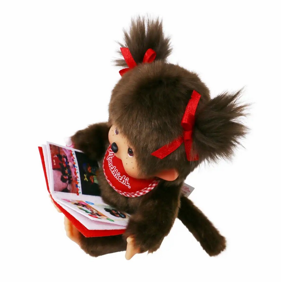 Monchhichi 221561 Plüschfigur Mädchen mit Fotoalbum rot/braun 20 cm Stoff