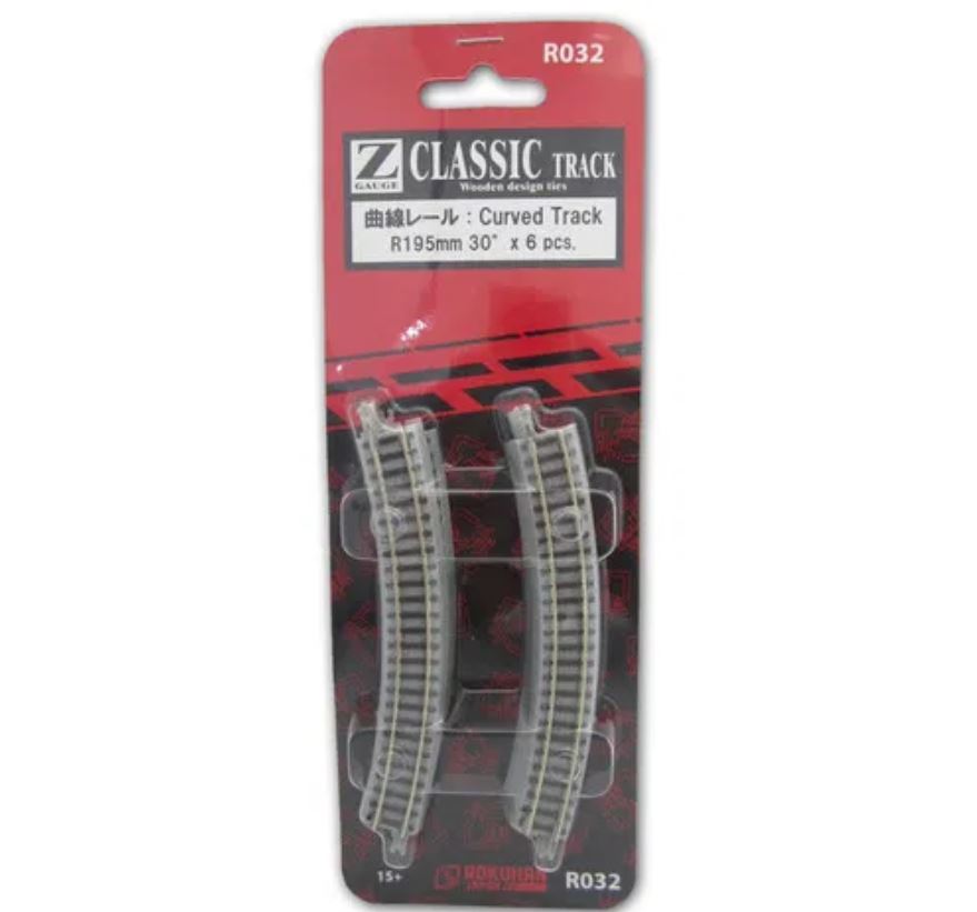 Rokuhan R032 Gleis gebogen R195-30° 1:220 Spur Z Neu OVP 6 Stück