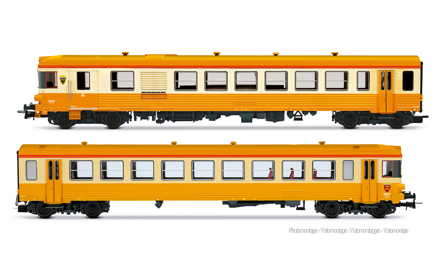 Jouef HJ2627 SNCF, 2-tlg. Dieseltriebwagen X 4790, orange-graue Farbgebun