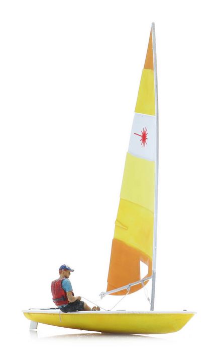 Artitec 387.593 Segelboot Laser + Figur 1:87 Spur H0 Fertigmodell Neu