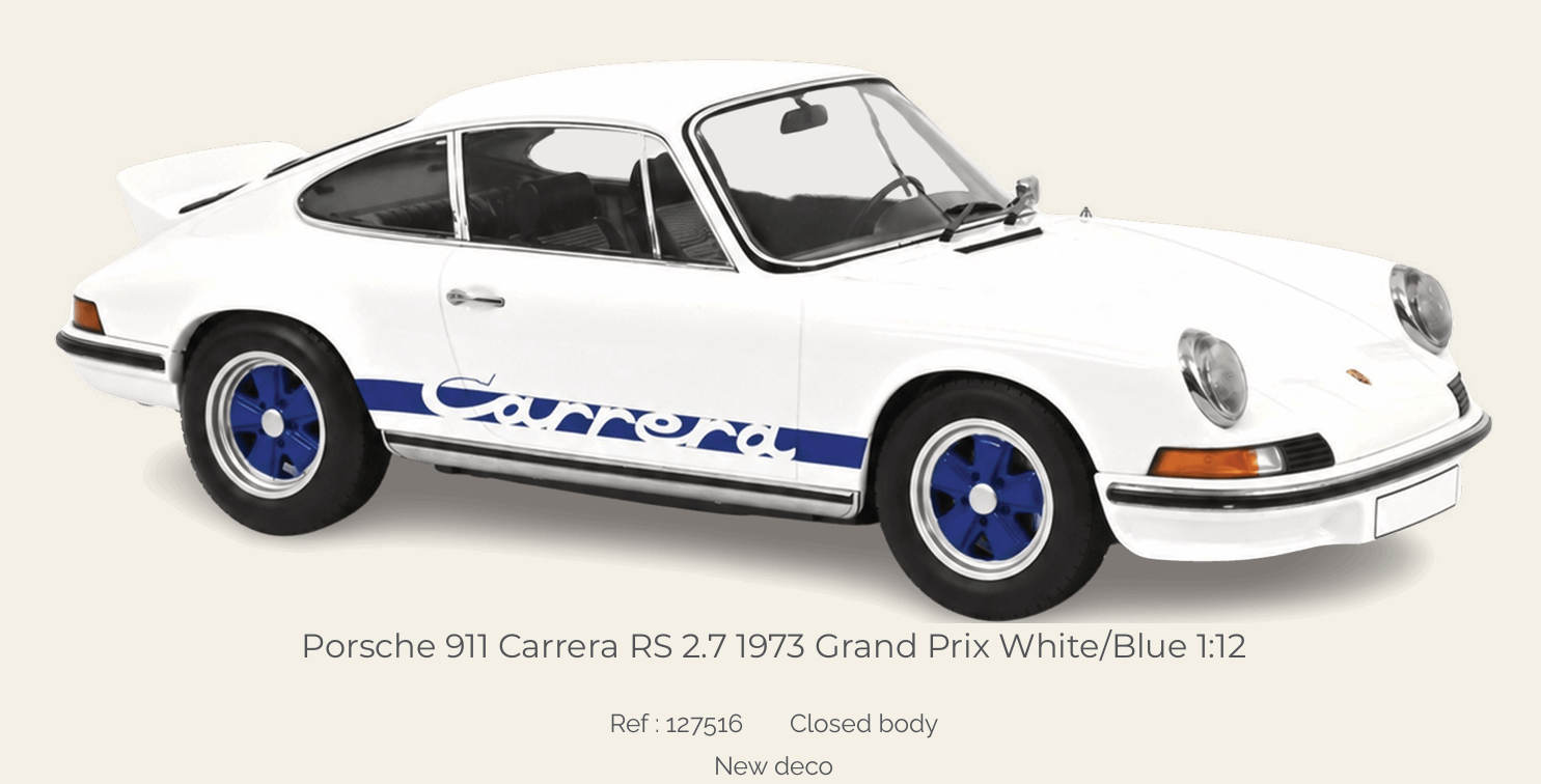 Norev 127516 Porsche 911 Carrera RS 2.7 1973 Grand Prix White/Blue 1:12