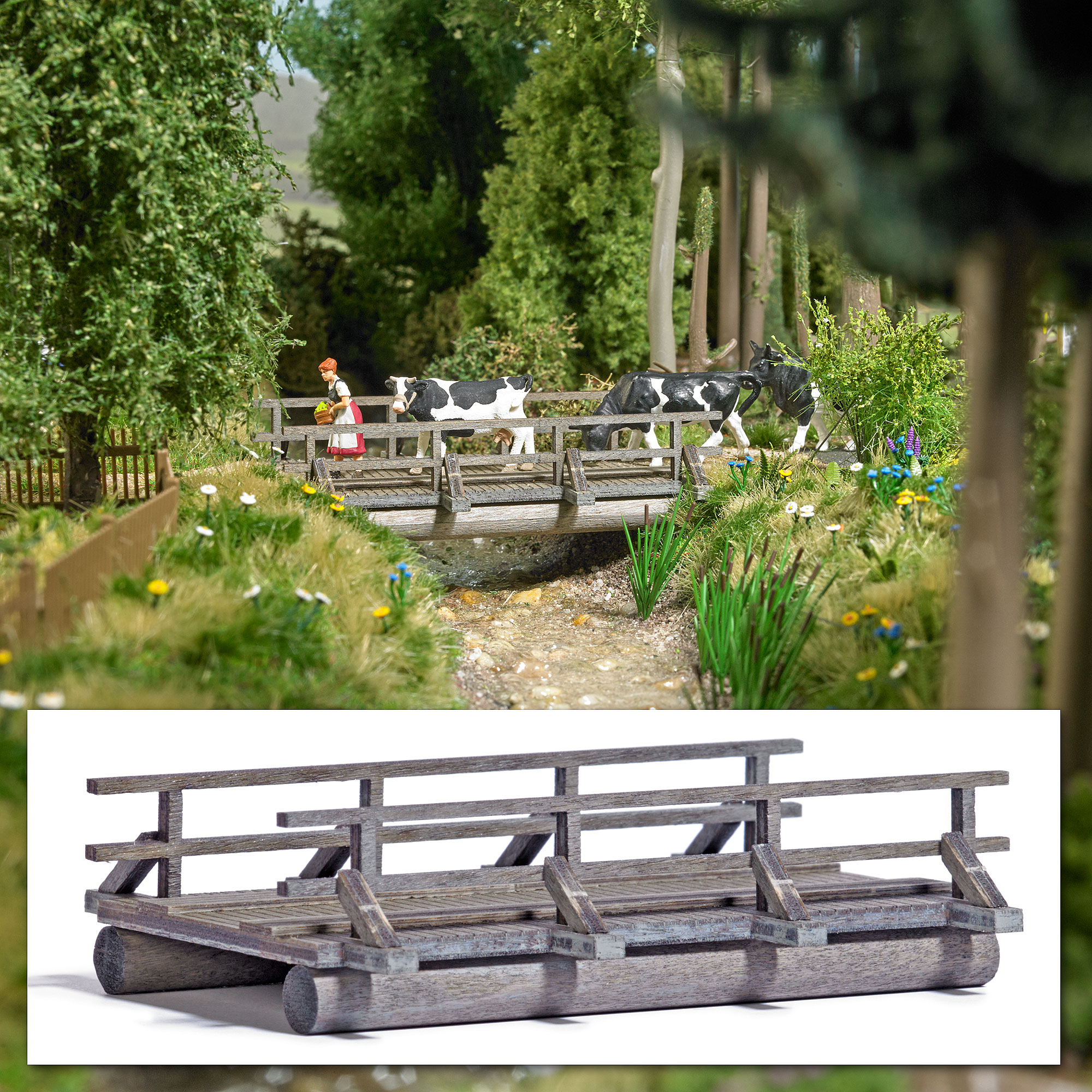 Busch 1850 Holzbrücke 1:87 Spur H0 Bausatz Neu OVP