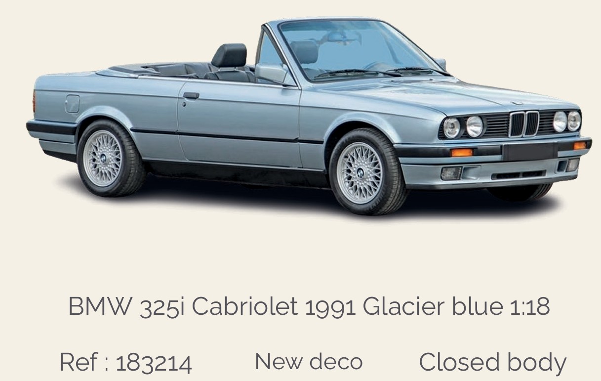Norev 183214 BMW 325i Cabriolet 1991 Glacier blue 1:18
