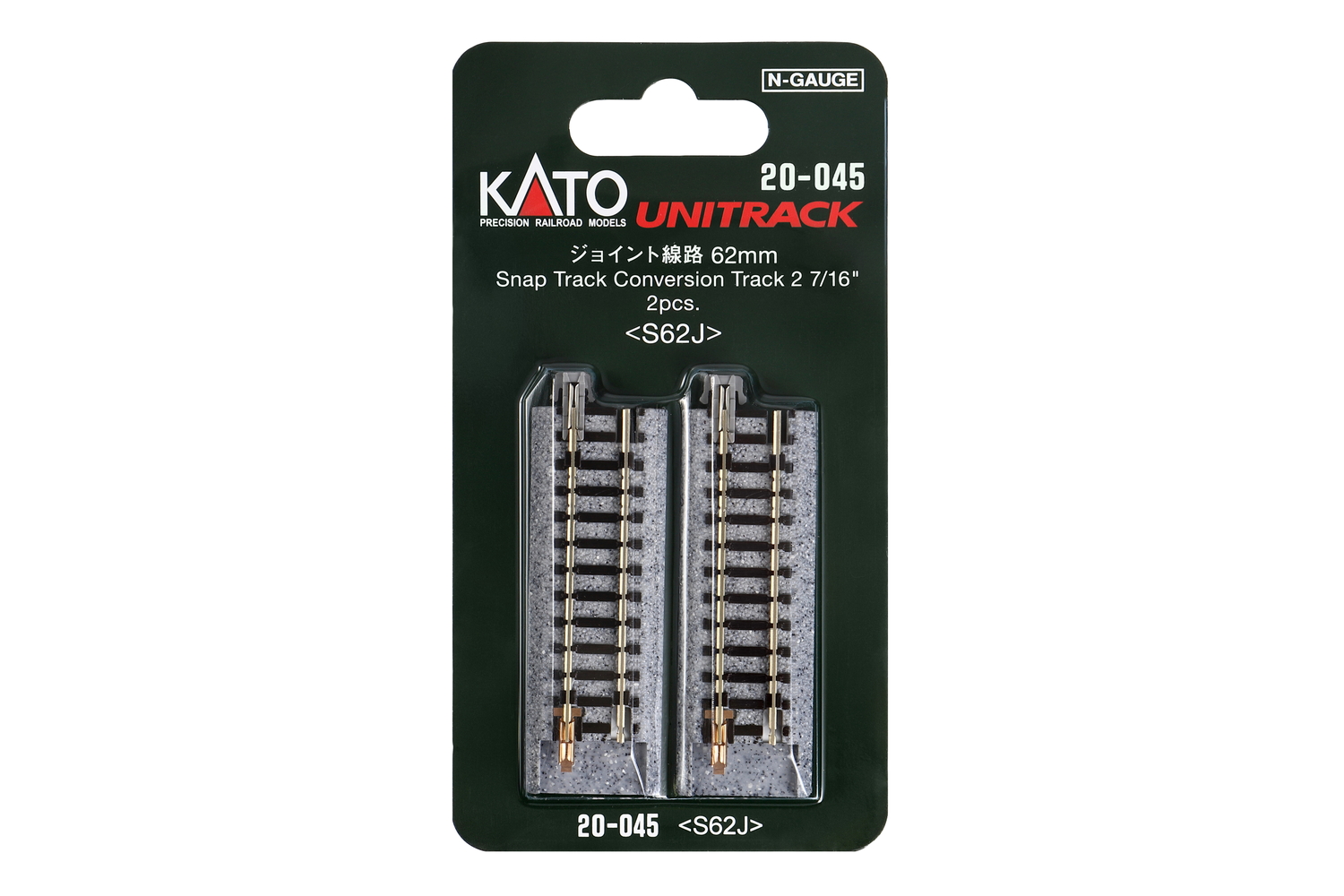 Kato 20-045 Übergangsgleis 62 mm 2 Stück 1:160 Spur N Neu OVP