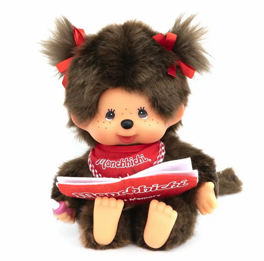 Monchhichi 221561 Plüschfigur Mädchen mit Fotoalbum rot/braun 20 cm Stoff