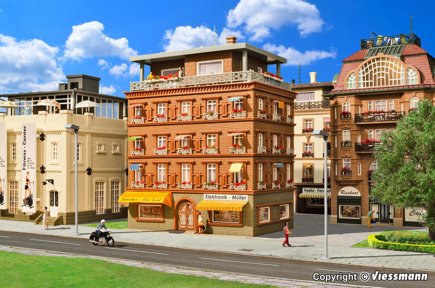 Vollmer 43611 Penthaus mit Dachterrasse rot 1:87 Spur H0 Bausatz