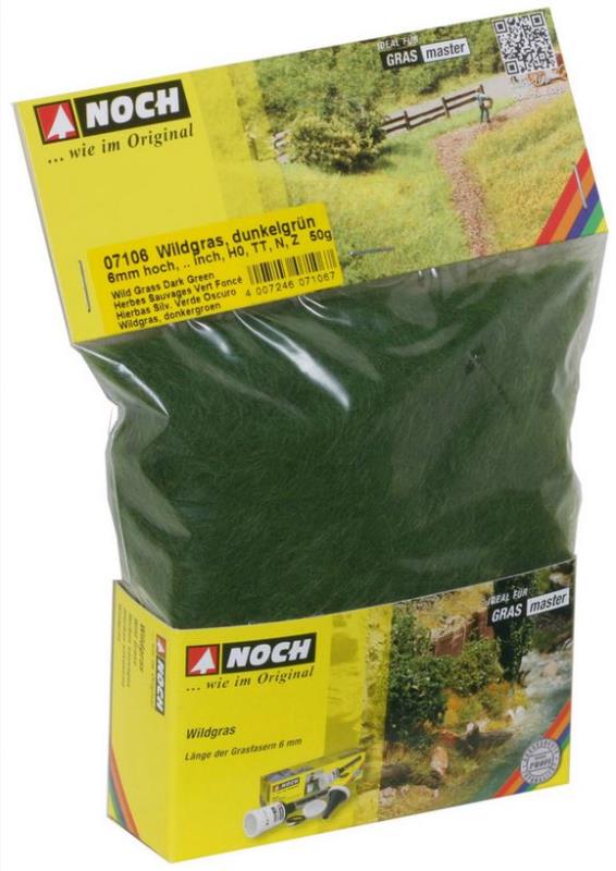 Noch 07106 Wildgras - dunkelgrün, 6 mm, 50 g - Neu - OVP