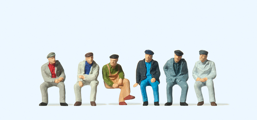 Preiser 14084 Sitzende Arbeiter 1:87 Spur H0 Neu OVP Figuren